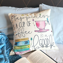 Load image into Gallery viewer, Happiness is Coffee &amp; a Good Book - Pillowcase